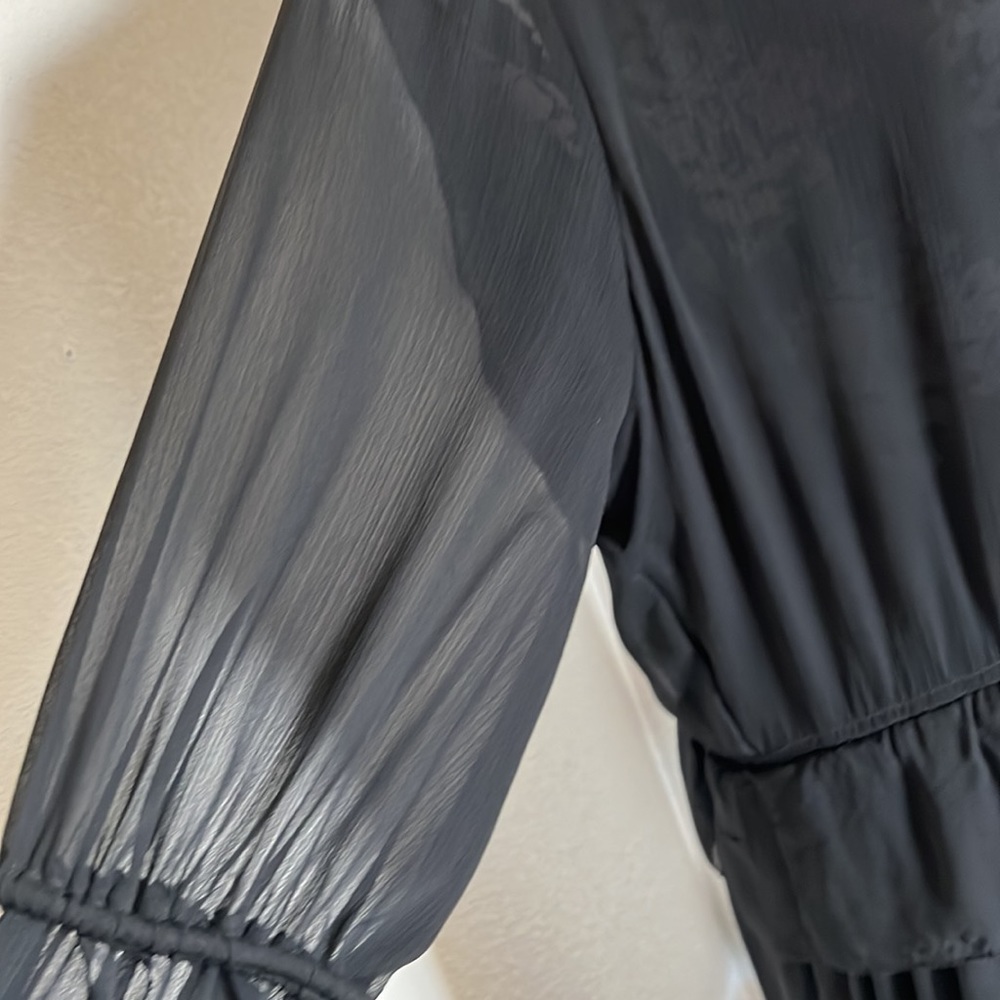 Frank Remme black long sleeve scarf dress NWOT( has a flaw) - Picture 8 of 15